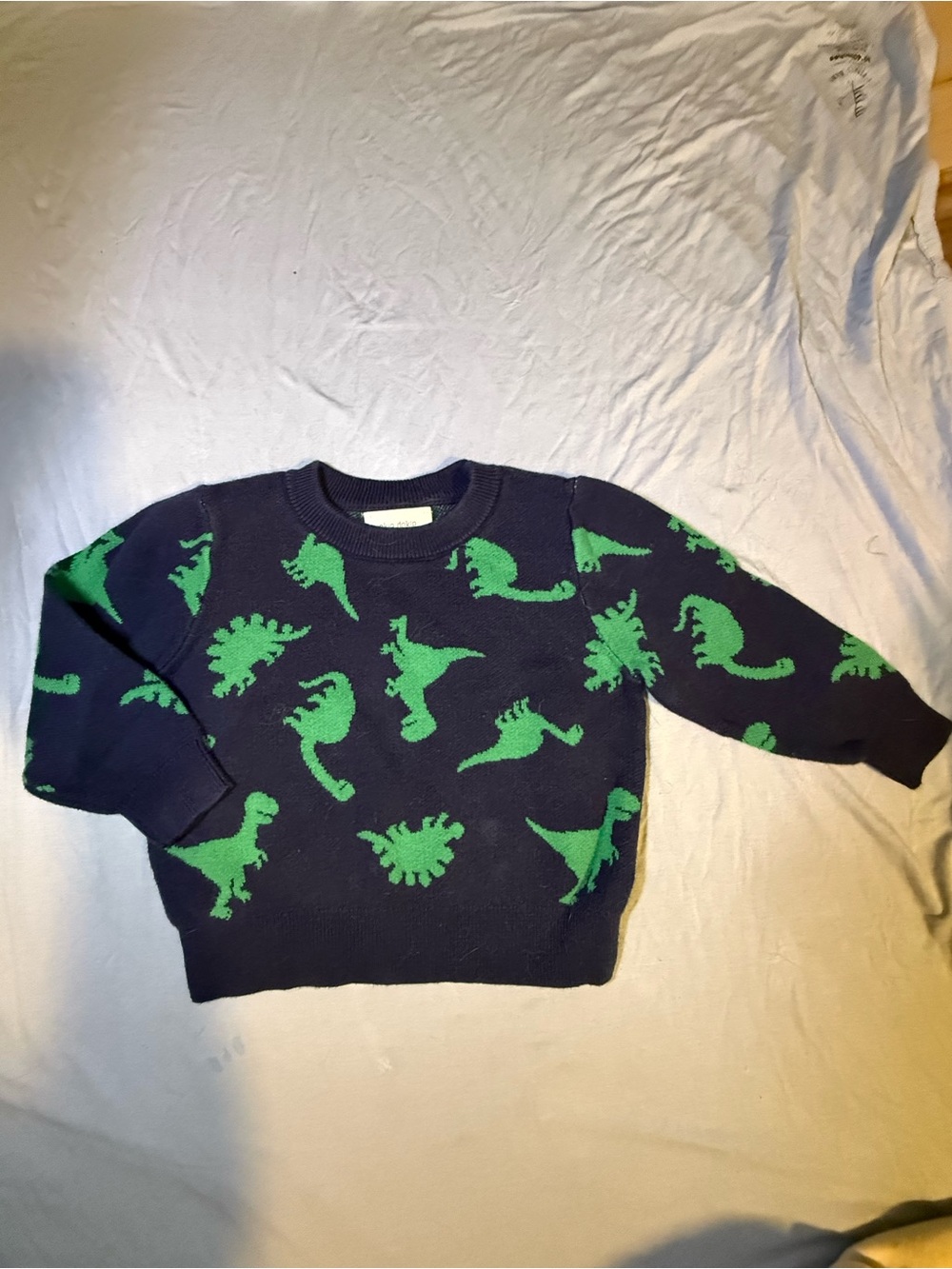 Okie Dokie Dinosaur Knit Sweater 12M Navy Green Dino Pullover